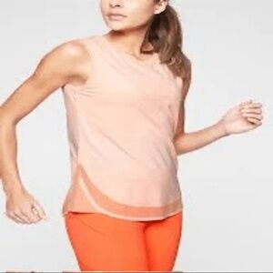 Athleta Pink and Orange Asymmetrical Muscle Tee